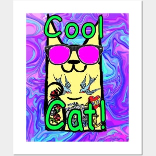 hipster rocker cool cat 7 Posters and Art